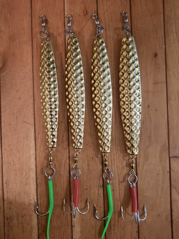 Diamond Jig, Hammered, gold, extra large – North Atlantic Jigs & Tackle